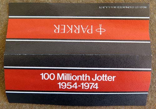 100 MILLIONTH JOTTER. IN BOX WITH PAPERS. 